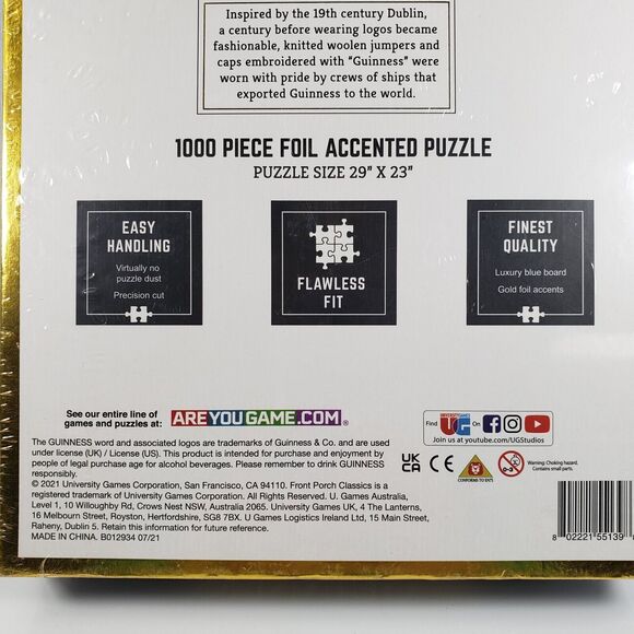 Guinness Beer 1000 Piece Jigsaw Puzzle 29"x23" Foil Accented Front NEW SEALED - Picture 12 of 16